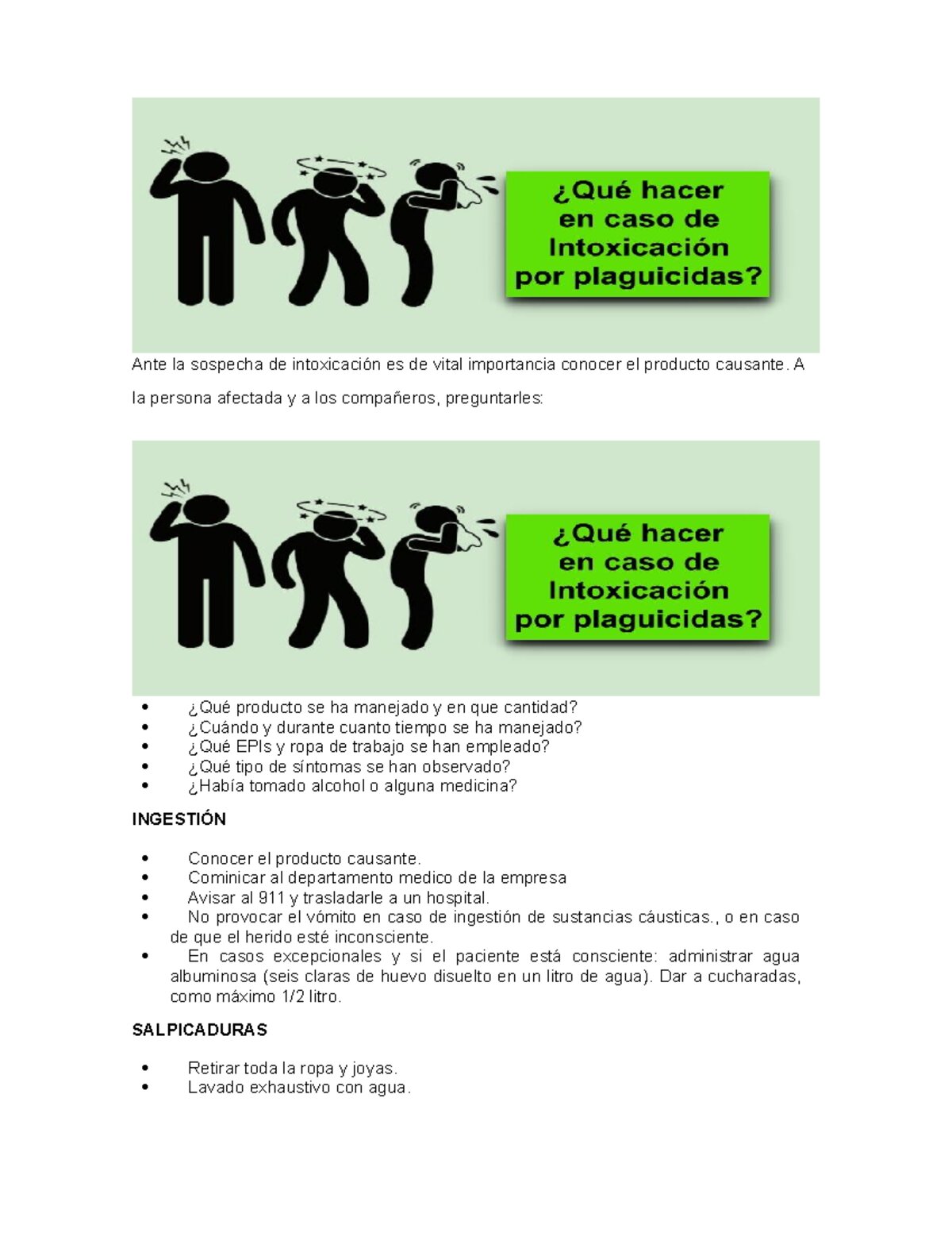 ¿Qué Hacer ante una Sospecha de Intoxicación?